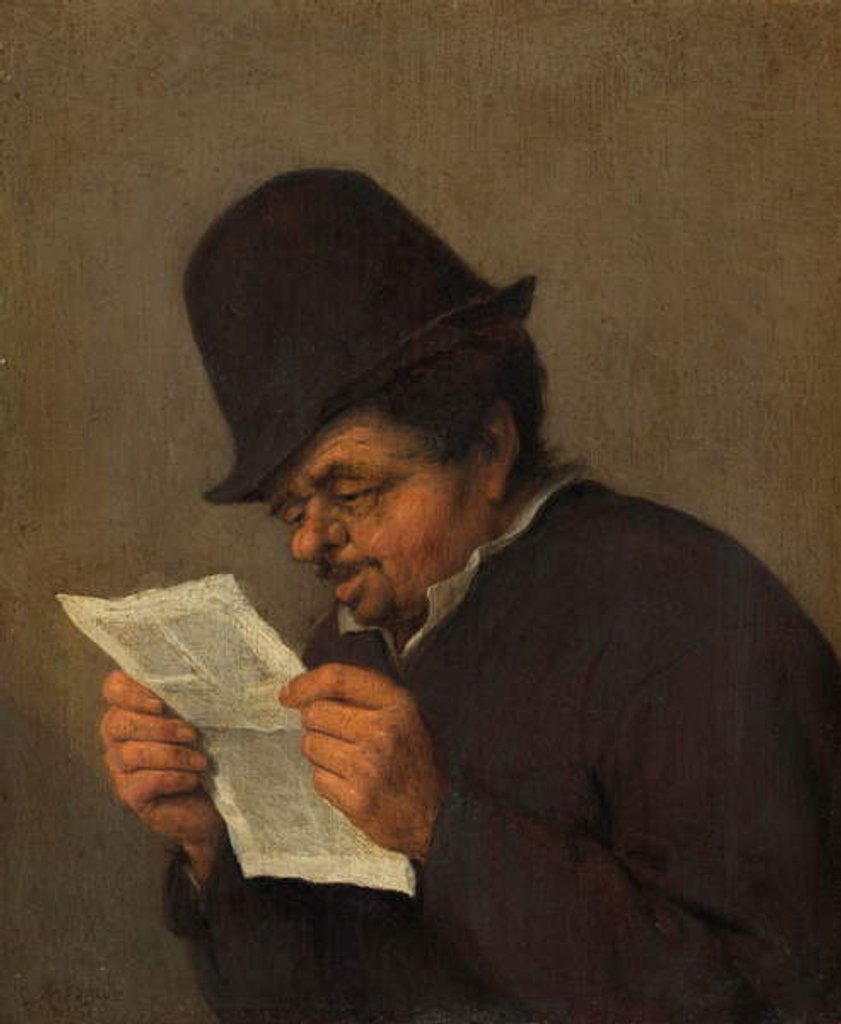 Detail of Old Peasant Reading a Paper, c.1647 by Adriaen Jansz. van Ostade
