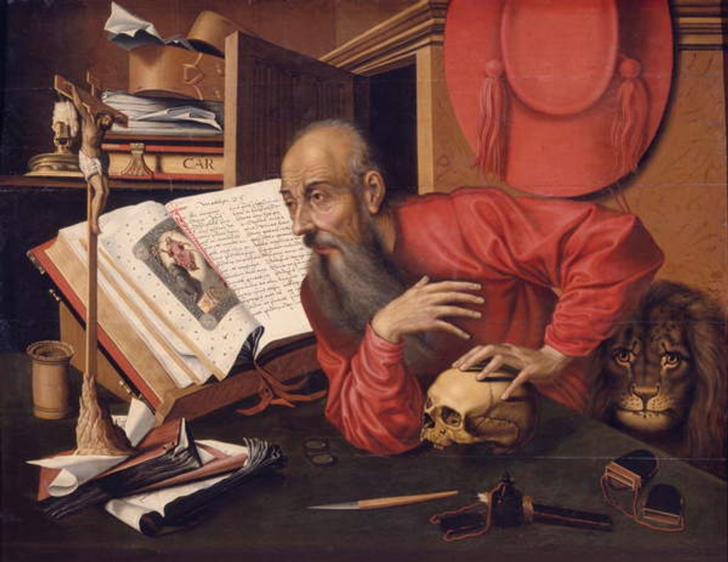 Detail of St Jerome, c.1540 by Marinus van (follower of) Reymerswaele