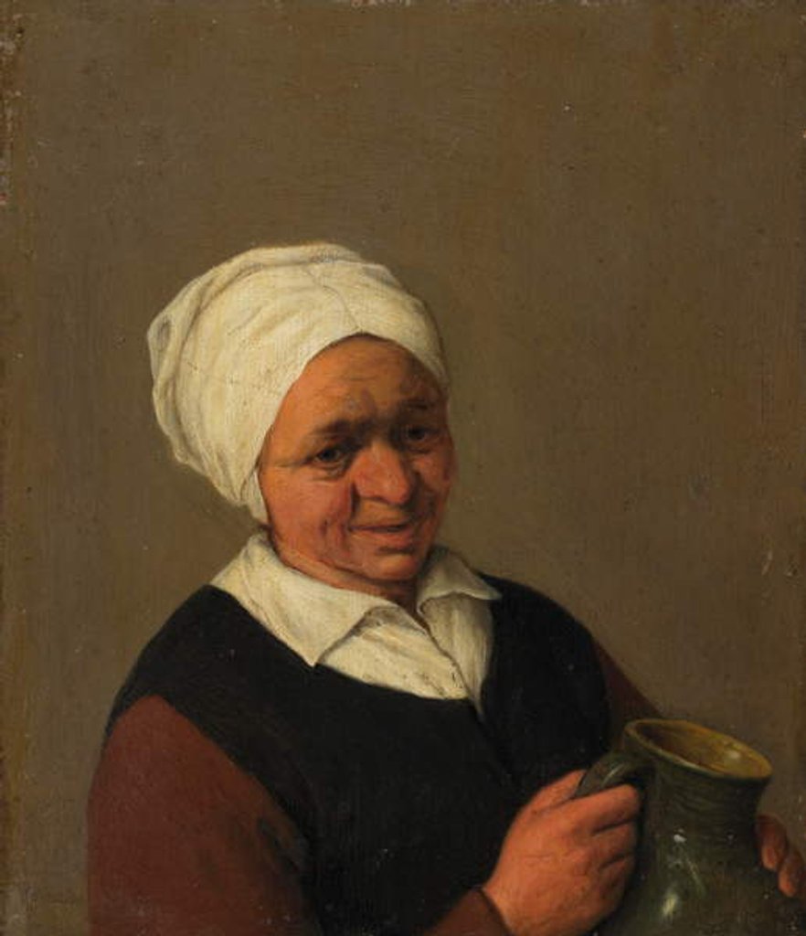 Detail of Old Peasant Woman Holding a Jug, c.1643 by Adriaen Jansz. van (school of) Ostade