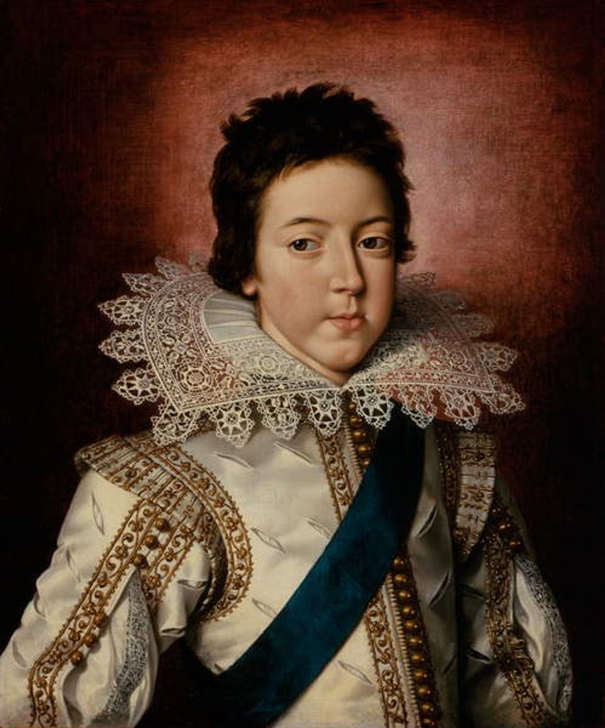 Detail of Portrait of Louis XIII, King of France, as a boy, c.1616 by Frans II Pourbus