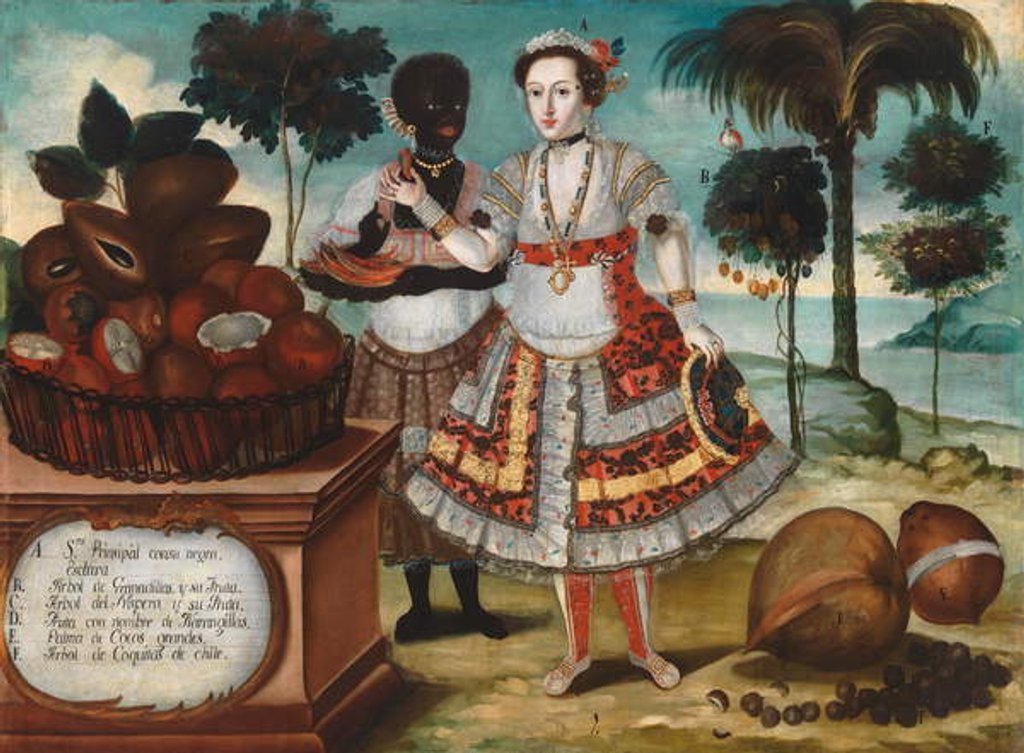 Detail of Noble woman with Her Black Slave, c.1783 by Vicente Alban