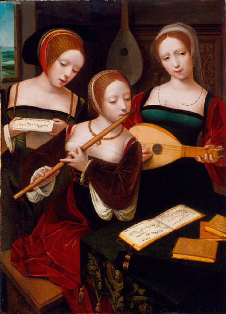 Detail of Three Musicians, c.1530 by Master of the Female Half Lengths