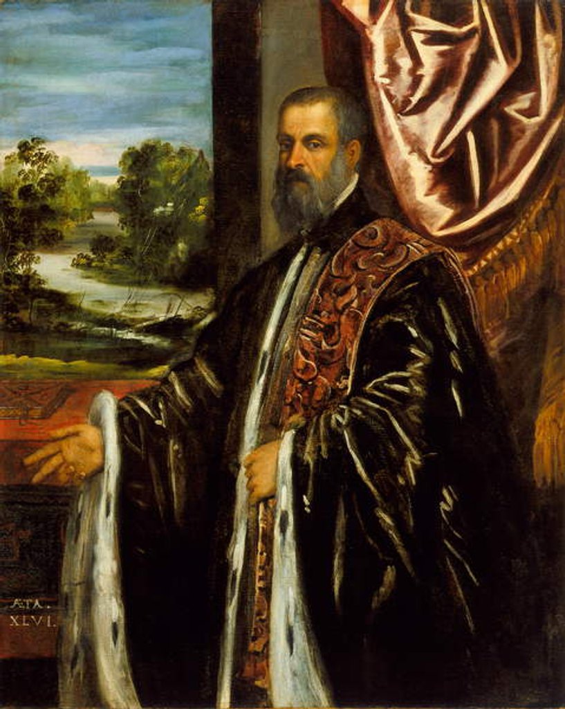 Detail of Portrait of Marino Grimani, 1578 by Jacopo Robusti Tintoretto