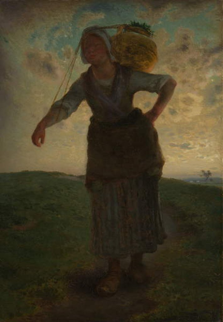 Detail of A Norman Milkmaid at Greville, 1871 by Jean-Francois Millet