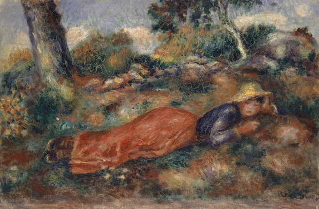 Detail of Young Woman Lying in the Grass, 1890-95 by Pierre Auguste Renoir