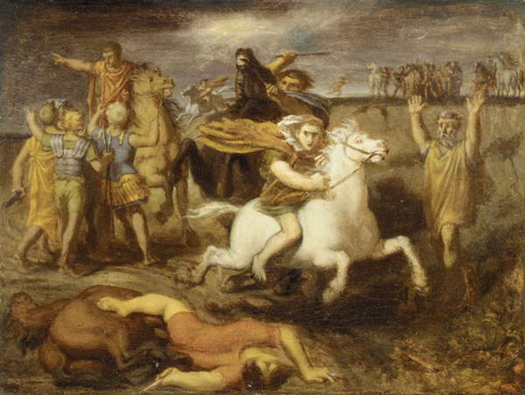 Detail of The Gaul Littavicus betraying the Roman Cause flees to Gergovie to support Vercingetorix, c.1838-40 by Theodore Chasseriau