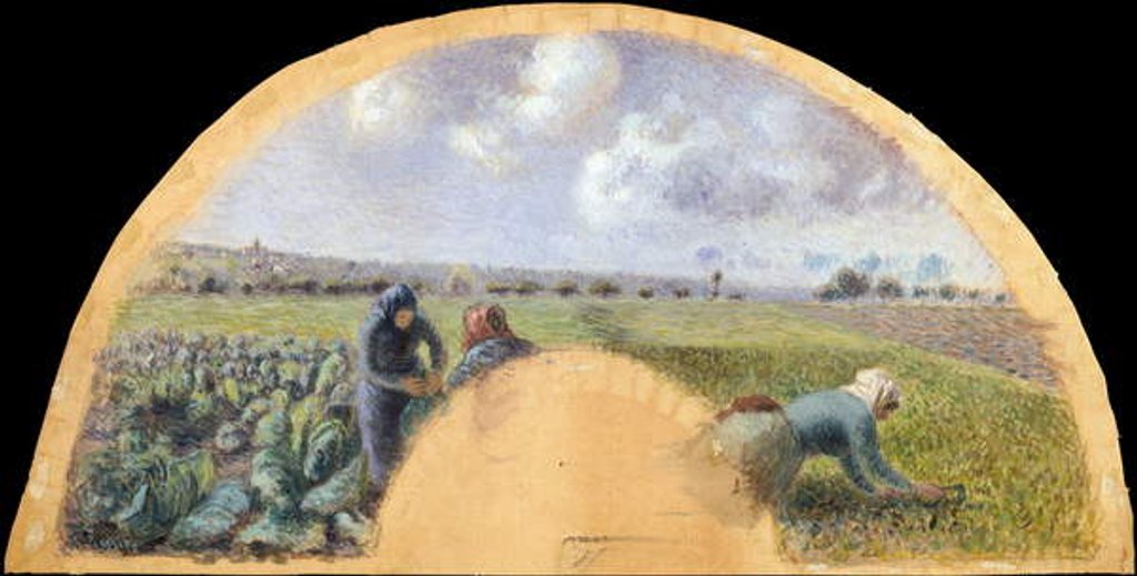 Detail of Fan Mount: The Cabbage Gatherers, c.1878-79 by Camille Pissarro