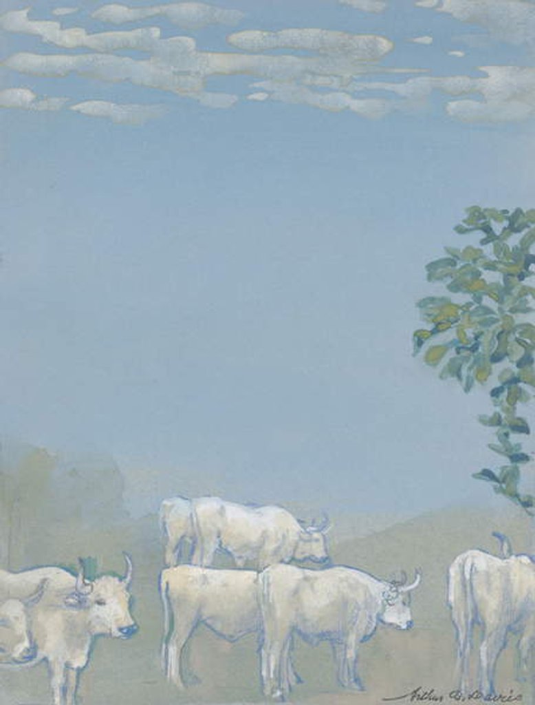 Detail of Landscape with Cows by Arthur Bowen Davies