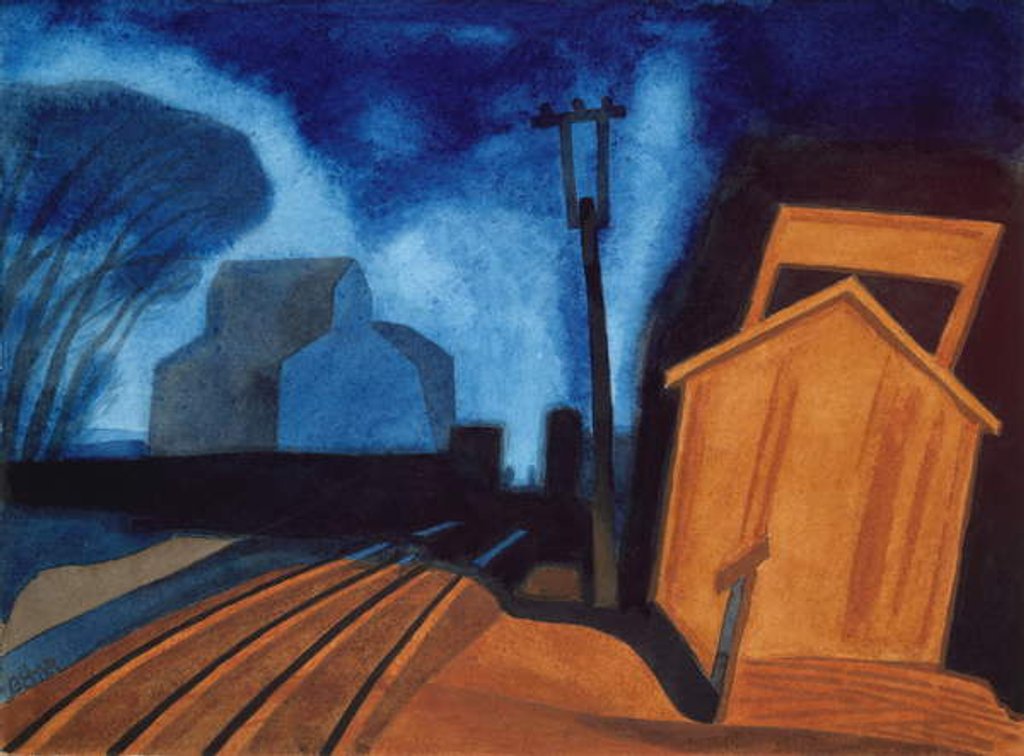 Detail of Flag Station, Elizabeth, New Jersey, 1925 by Oscar Florianus Bluemner