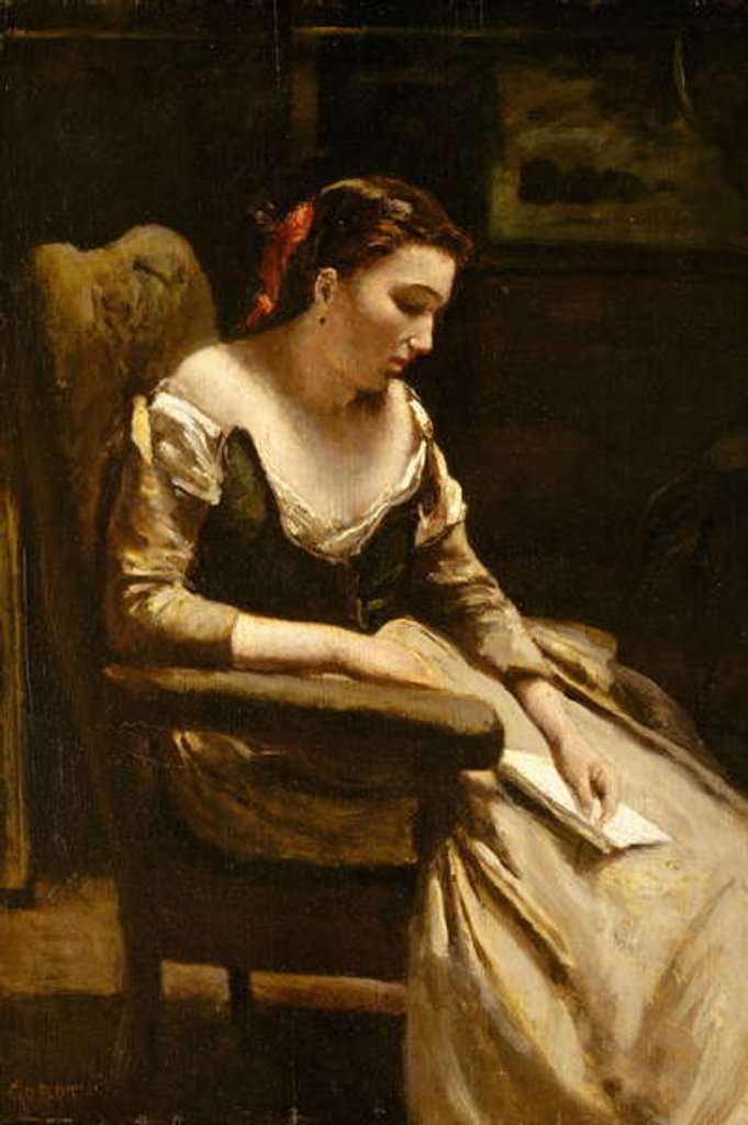 Detail of The Letter, c.1865 by Jean Baptiste Camille Corot