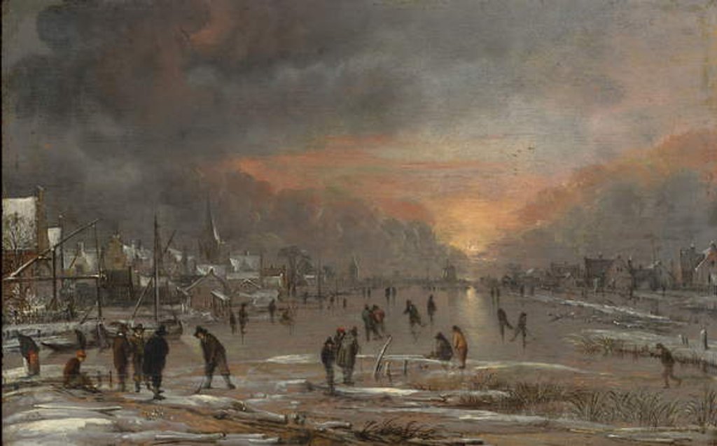 Detail of Sports on a Frozen River, c.1660 by Aert van der Neer