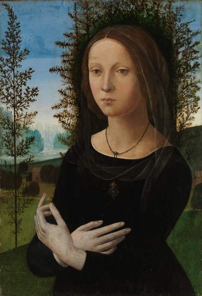 Detail of Portrait of a Young Woman, c.1475-80 by Lorenzo di Credi