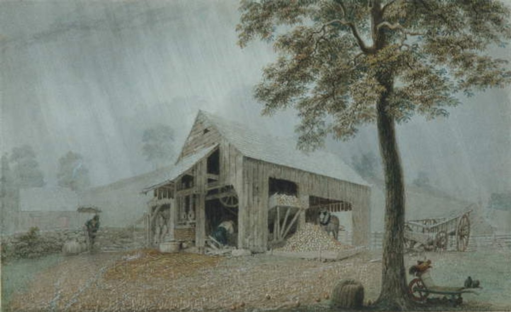 Detail of Rainstorm, Cider Mill at Redding, Connecticut, c.1840 by George Harvey