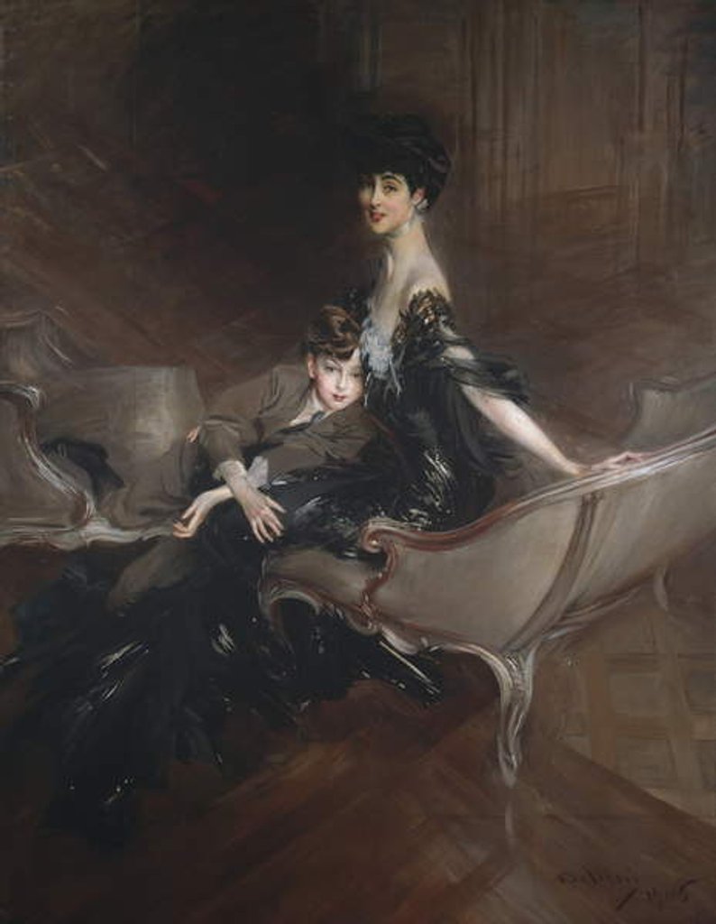 Detail of Consuelo Vanderbilt, Duchess of Marlborough, and Her Son, Lord Ivor Spencer-Churchill, 1906 by Giovanni Boldini