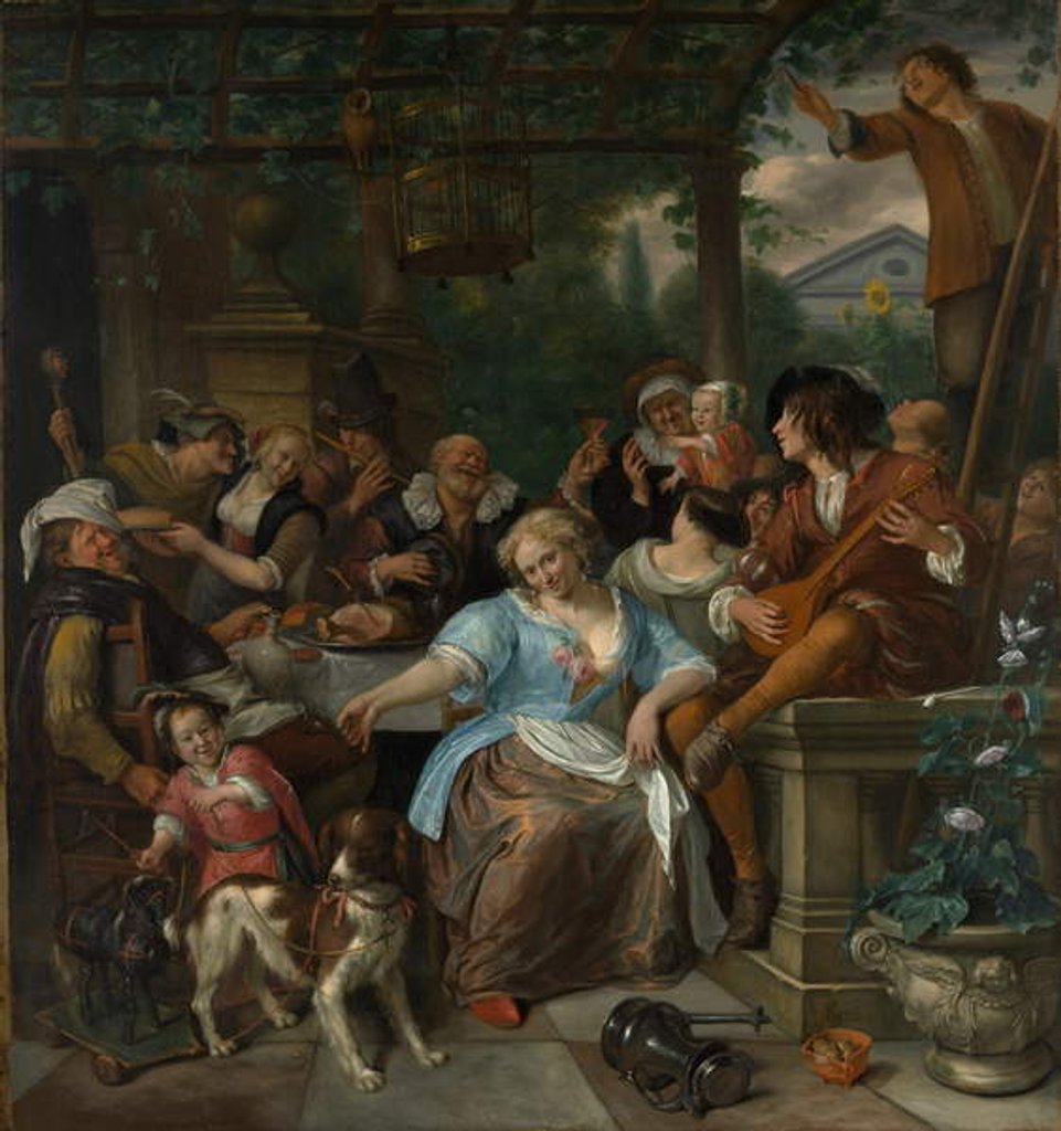 Detail of Merry Company on a Terrace, c.1673-5 by Jan Havicksz. Steen