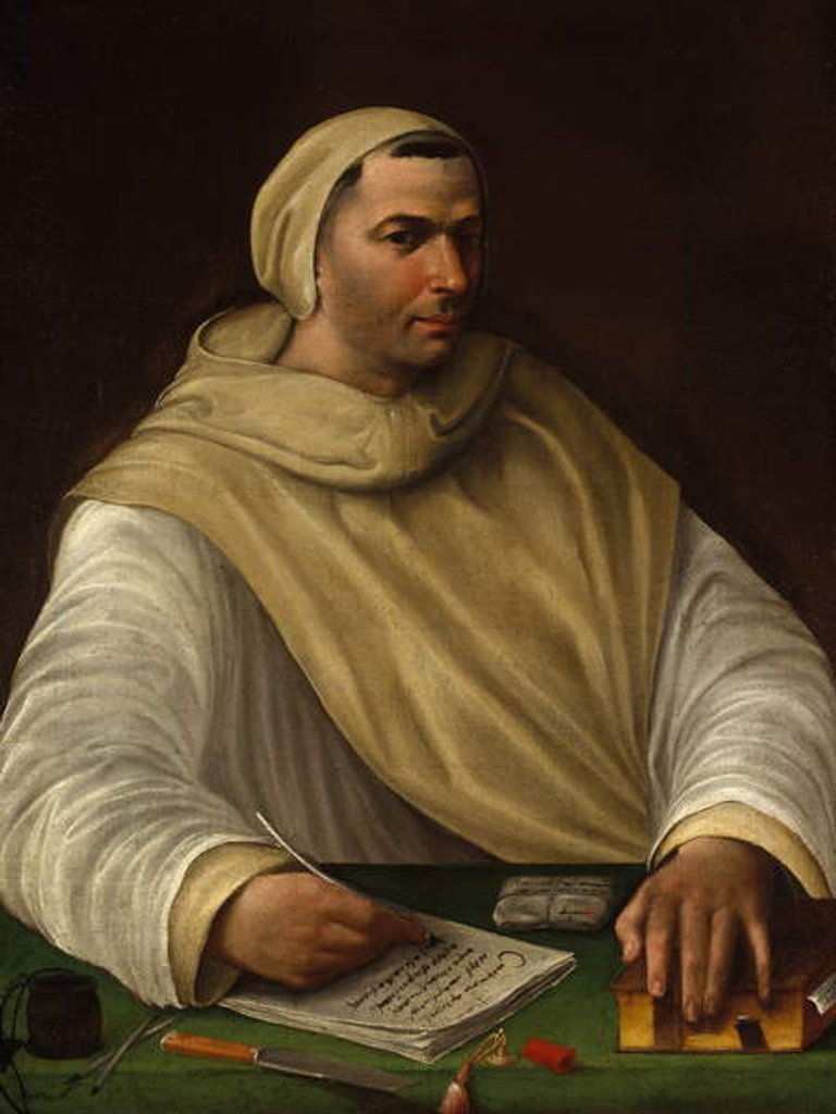 Detail of Portrait of an Olivetan Monk, c.1515 by Baldassarre (and workshop) Peruzzi