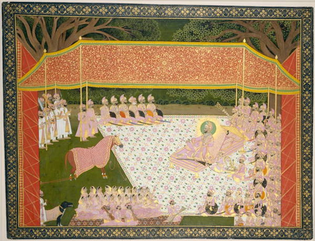 Detail of Maharana Sarup Singh Inspects a Prize Stallion, 1845-46 by Indian School