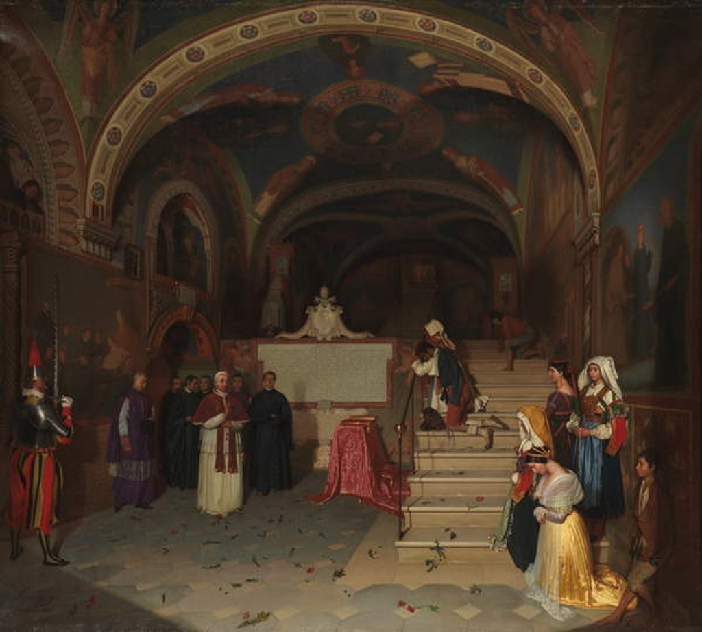Detail of Pope Gregory XVI Visiting the Church of San Benedetto at Subiaco, 1843 by Jean-Francois Montessuy