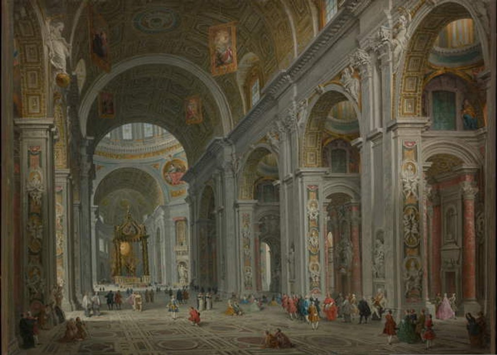 Detail of Interior of Saint Peter's, Rome after 1754 by Giovanni Paolo Pannini or Panini