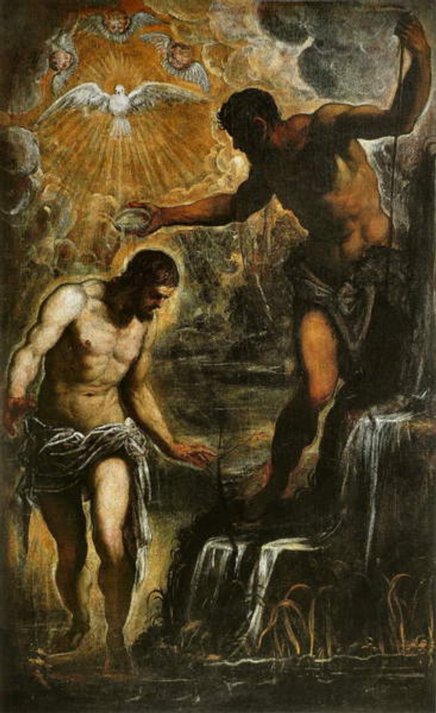 Detail of The Baptism of Christ, c.1589 by Jacopo Robusti Tintoretto