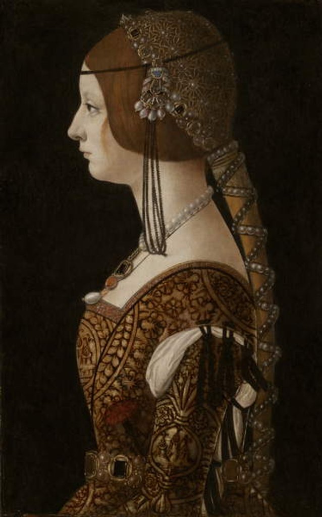 Detail of Bianca Maria Sforza, c.1493 by Giovanni Ambrogio de Predis