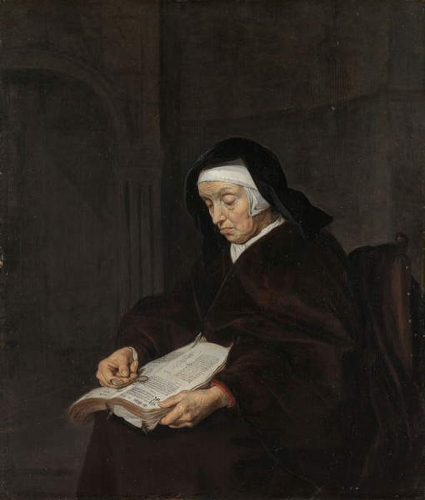 Detail of Old Woman Meditating, c.1661-63 by Gabriel Metsu