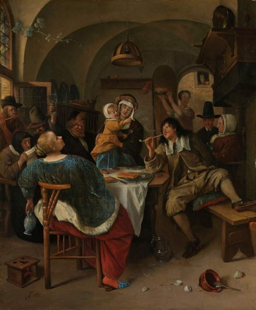 Detail of Family scene, 1660-79 by Jan Havicksz. Steen