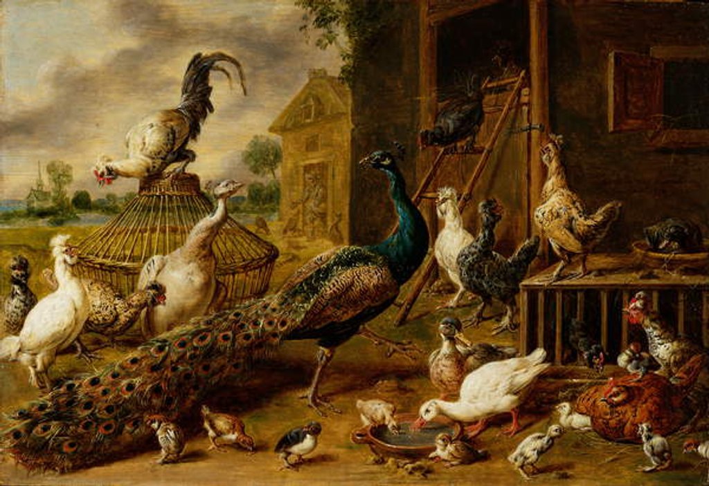 Detail of Poultry Farm, 1650 by Adriaen van Utrecht