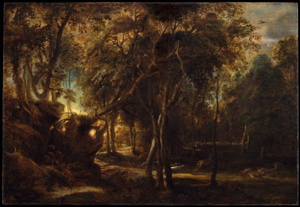 Detail of A Forest at Dawn with a Deer Hunt, c.1635 by Peter Paul Rubens