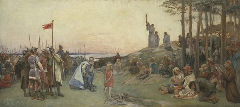 Detail of Ansgar Preaching Christianity, 1889 by Gustaf Olaf Cederstrom