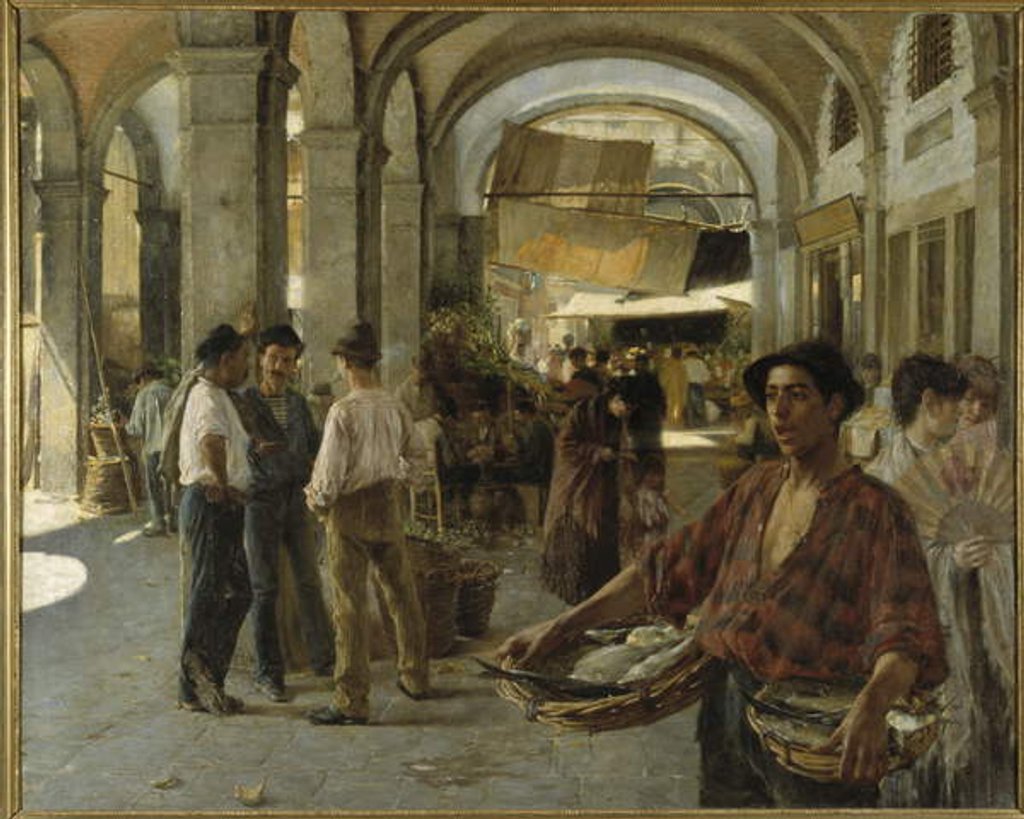 Detail of A Venetian Covered Market, 1887 by Oscar Gustaf Bjorck