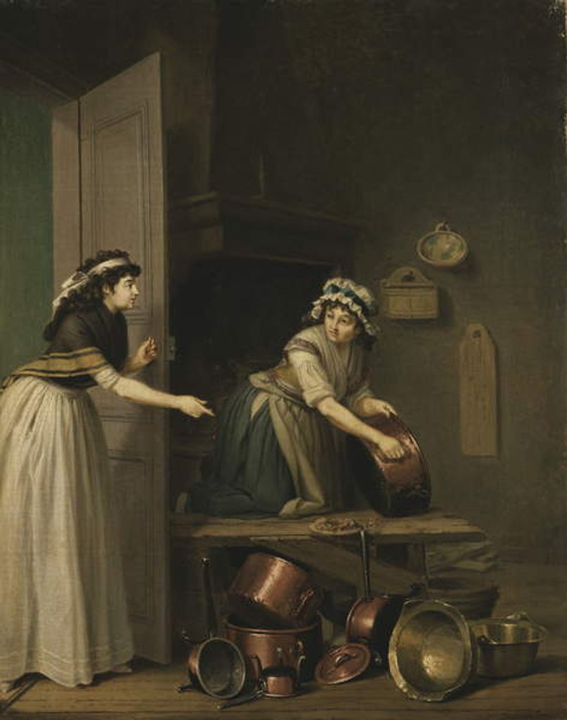 Detail of A Woman Polishing Copper Pans by Pehr Hillestrom