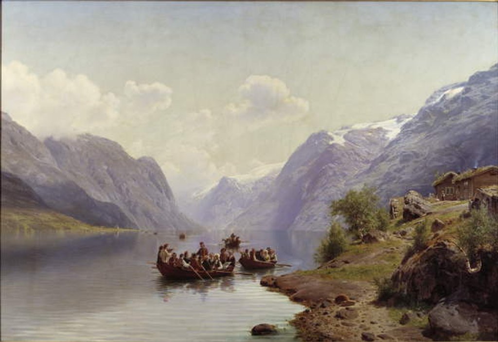 Detail of Bridal Escort on the Hardanger Fiord, 1865 by Johan Fredrik Eckersberg