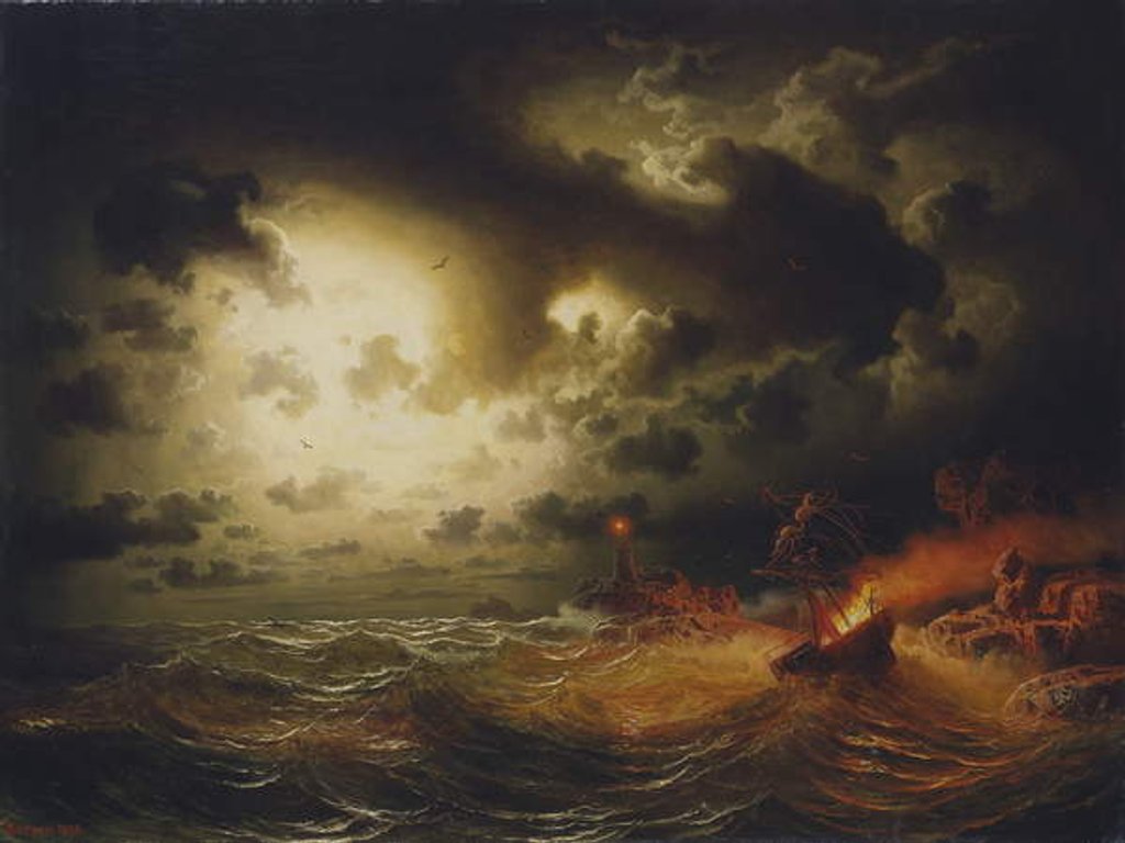 Detail of Burning Steamer, 1858 by Marcus Larson