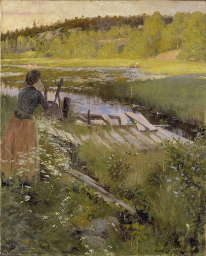 Detail of By the Lake, View from Balingsta by Oscar Gustaf Bjorck