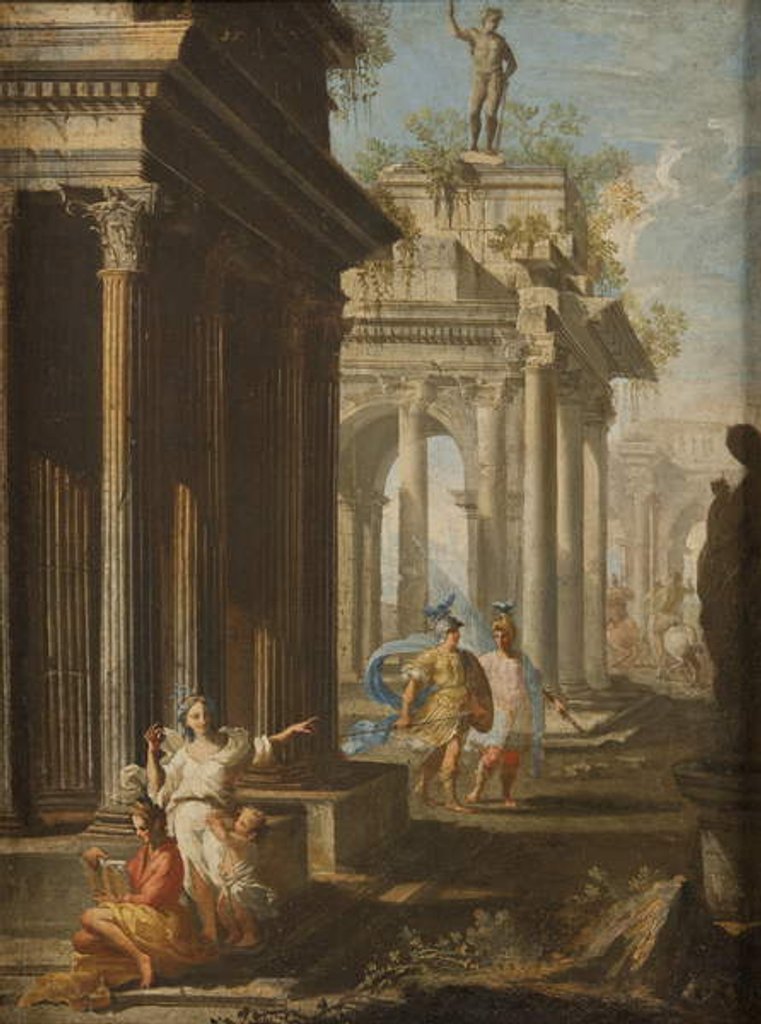 Detail of Girl Reading at Corinthian Temple, c.1710 by Alberto Carlieri