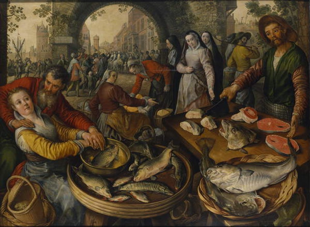 Detail of Fish Market with Ecce Homo, 1570 by Joachim Beuckelaer or Bueckelaer