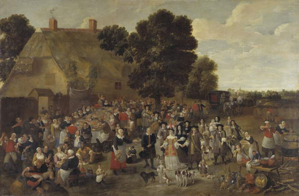 Detail of Village Wedding and Open Air Feast by Matheus van Helmont