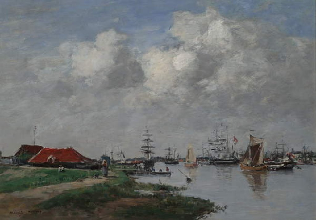 Detail of The Escaut River in Antwerp, c.1871-74 by Eugene Louis Boudin