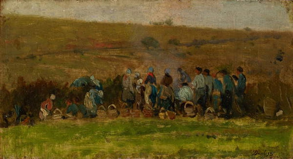Detail of Farmers Harvesting Potatoes by Charles Francois Daubigny