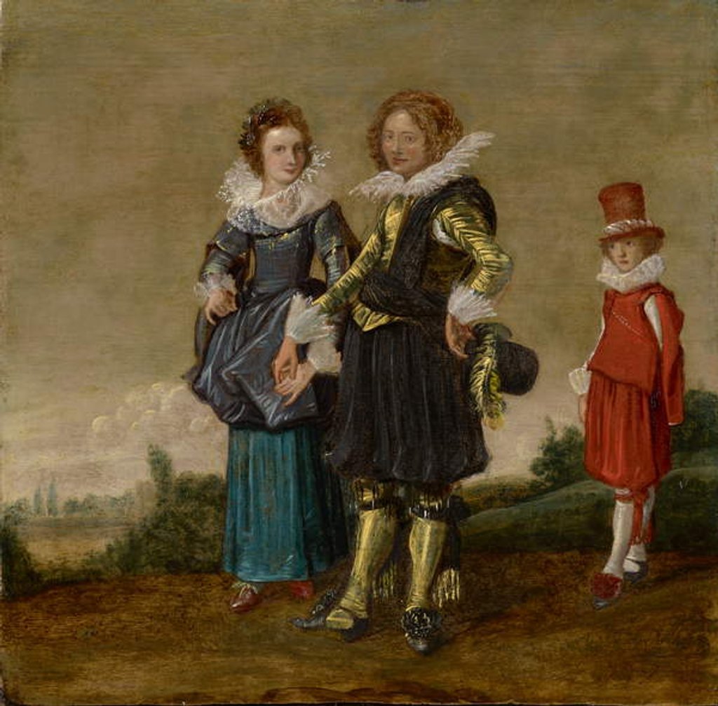 Detail of Young Couple Walking with a Page by Dirck Hals