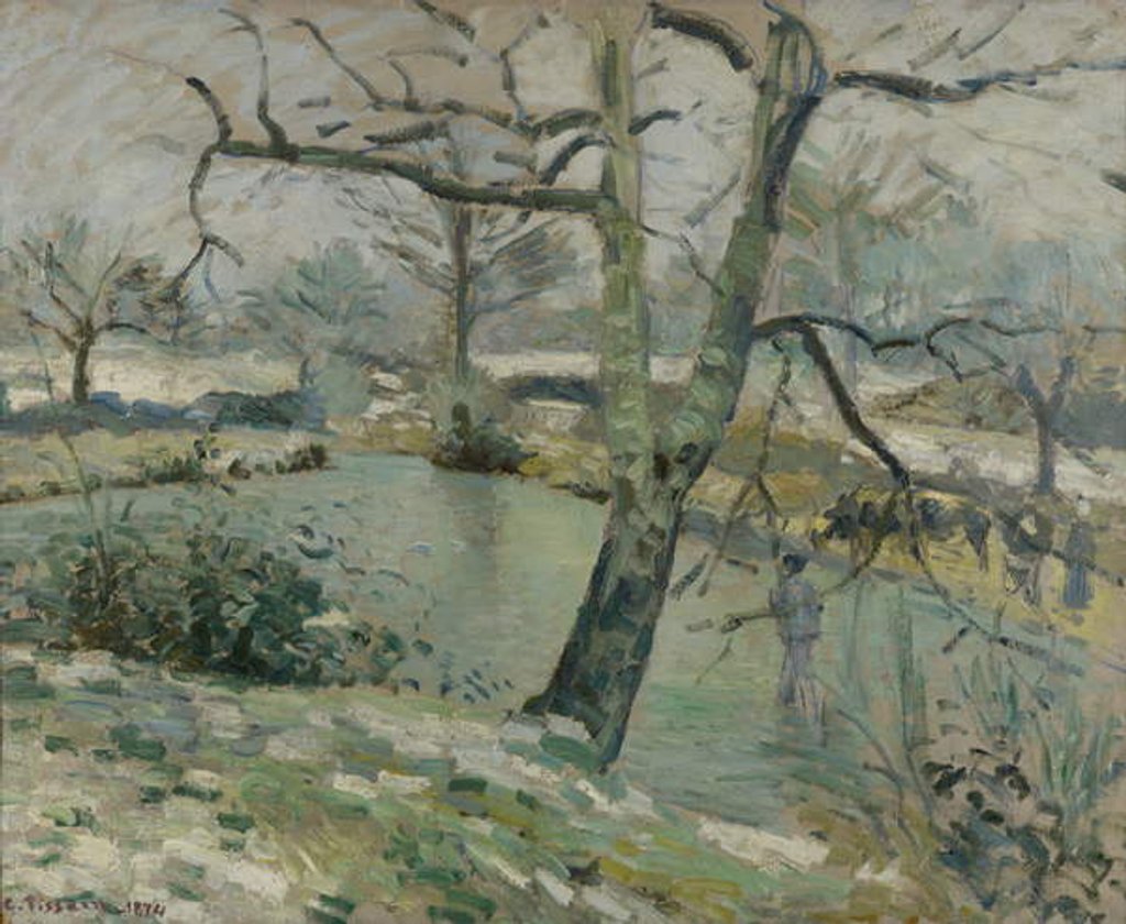 Detail of The Pond at Montfoucault, Effect of Winter, 1874 by Camille Pissarro