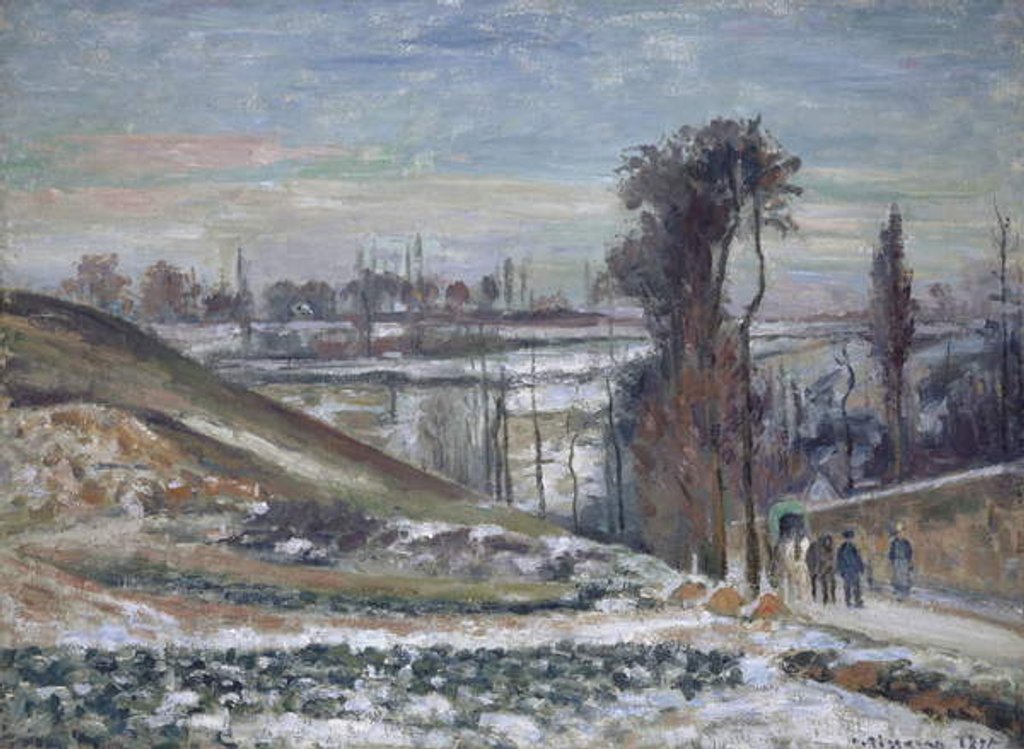 Detail of Snowy Landscape near l'Hermitage, 1875 by Camille Pissarro