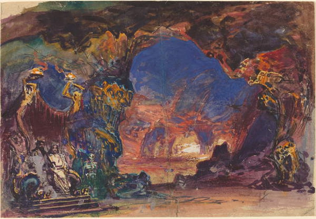 Detail of Underworld Scene with a Man and Woman Enthroned and Death Standing Guard by Robert Caney