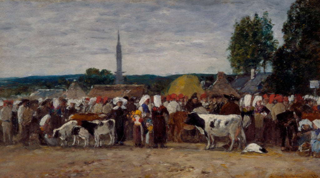 Detail of Fair in Brittany, 1874 by Eugene Louis Boudin