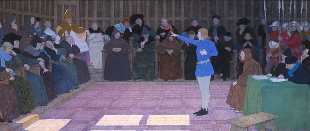 Detail of The Trial of Joan of Arc, from Joan of Arc Series F, 1911 by Louis Maurice Boutet de Monvel