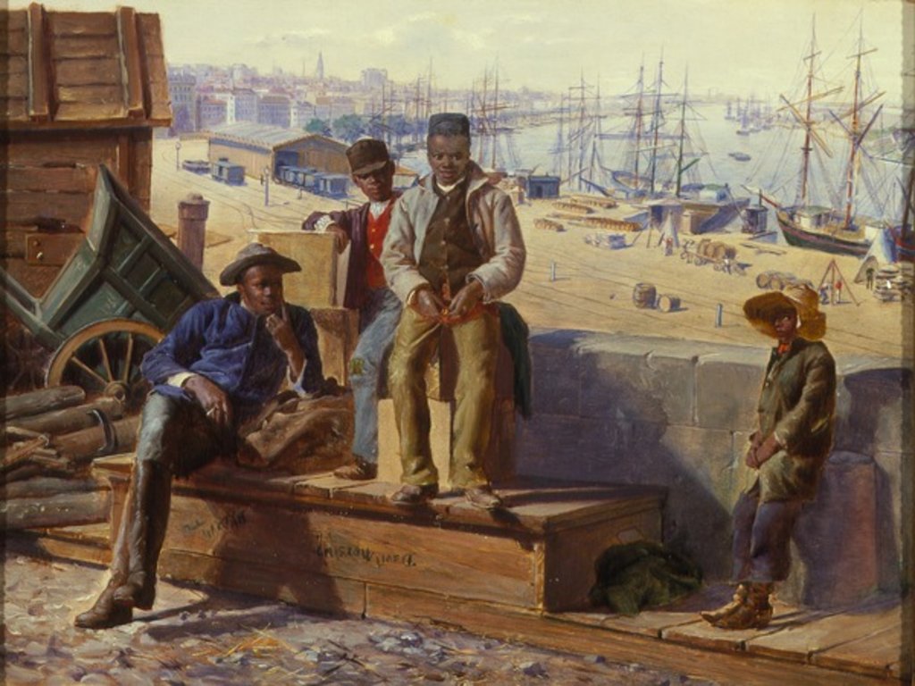 Detail of Negro Boys on the Quayside, c.1865 by David Norslup