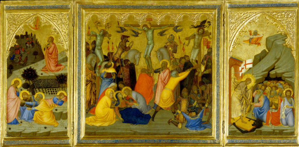 Detail of A Triptych: Agony in the Garden, The Crucifixion, and the Raising the Patriarchs and Prophets from the Dead by Andrea Vanni