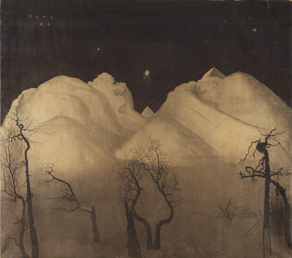 Detail of Winter Night in the Mountains. study, 1902-2 by Harald Oscar Sohlberg