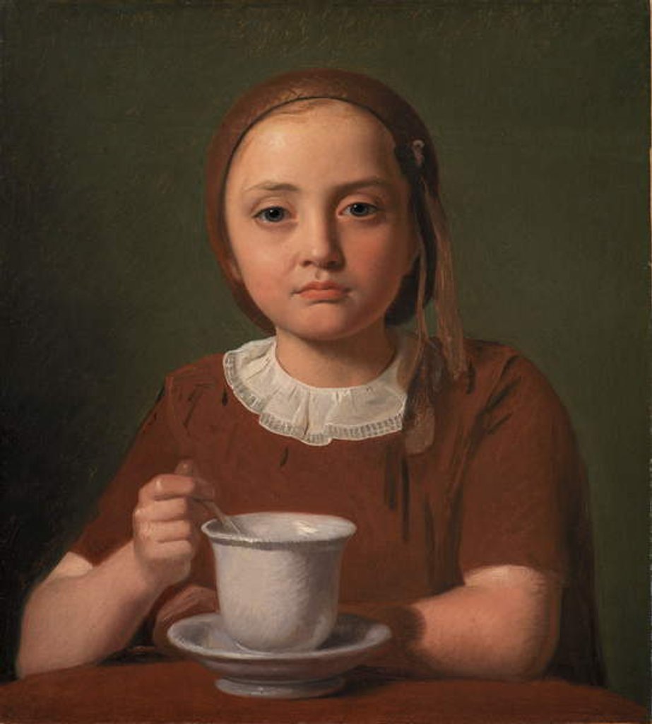 Detail of Portrait of a Little Girl, Elise Købke, with a Cup in front of her, 1850 by Constantin Hansen